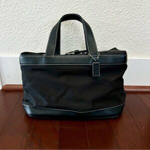 Coach Travel Canvas and Leather Duffle Bag with Cosmetic Detachable Liner black